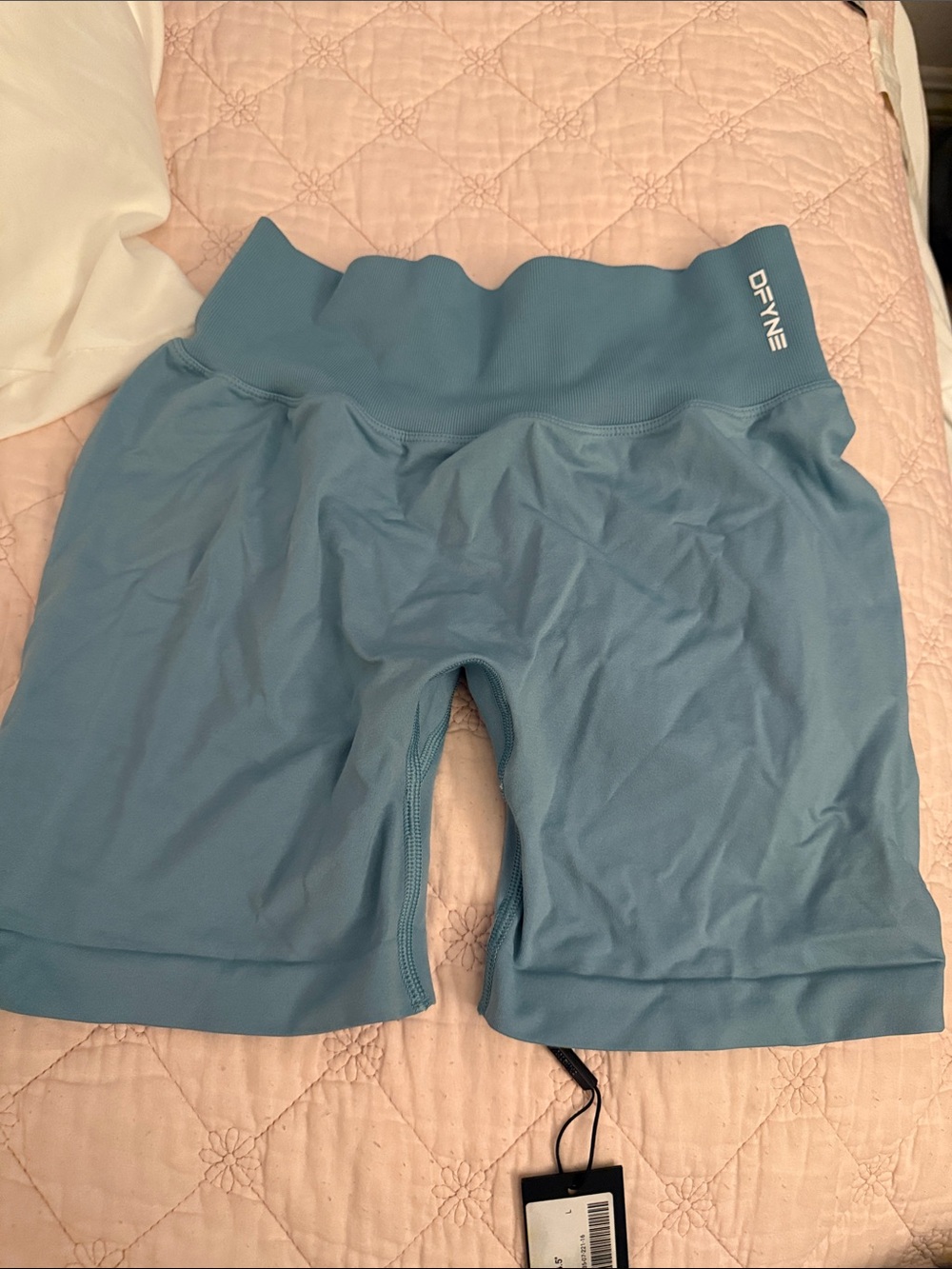 DFNE Sculpting High-Waist Blue Bike Shorts